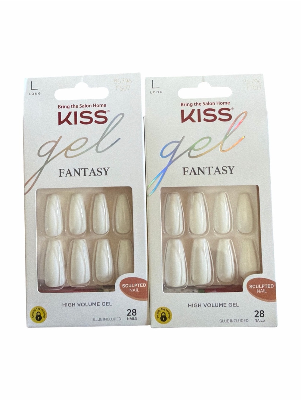 KISS Gel Fantasy Sculpted Press-On /Glue-OnNails in Pearly White (2 Packs)